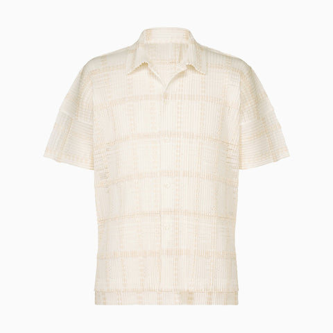 Homme Plissé Issey Miyake Lace Grid Pleats Shirt White