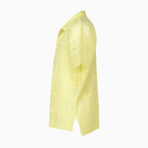 Homme Plissé Issey Miyake Lace Grid Pleats Shirt Black