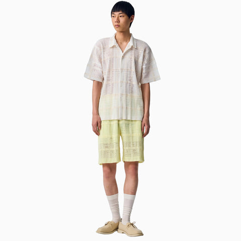 Homme Plissé Issey Miyake Lace Grid Pleats Shirt Black