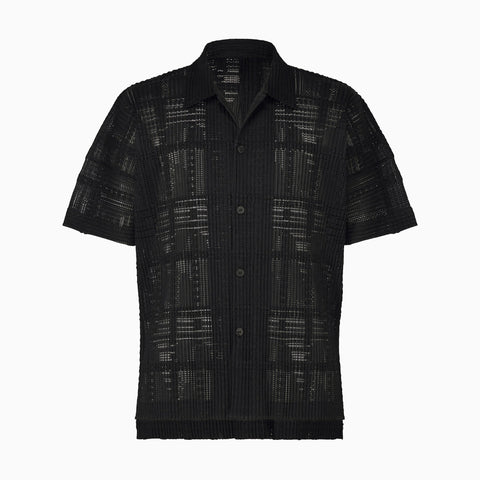 Homme Plissé Issey Miyake Lace Grid Pleats Shirt Black