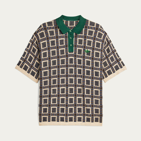 adidas Originals x Brain Dead Knit Polo Shirt Dust Sand
