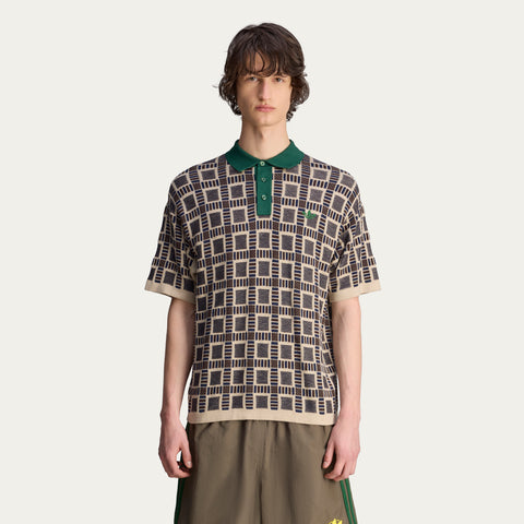 adidas Originals x Brain Dead Knit Polo Shirt Dust Sand