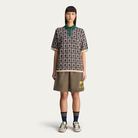 adidas Originals x Brain Dead Knit Polo Shirt Dust Sand