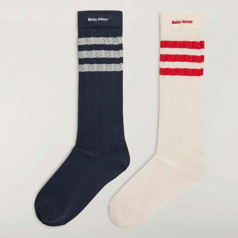 adidas Originals x Wales Bonner Crochet Hi Socks Chalk White / Night Navy