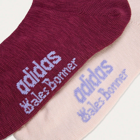 adidas Originals x Wales Bonner 3-Stripes Socks Maroon / Wonder Quartz
