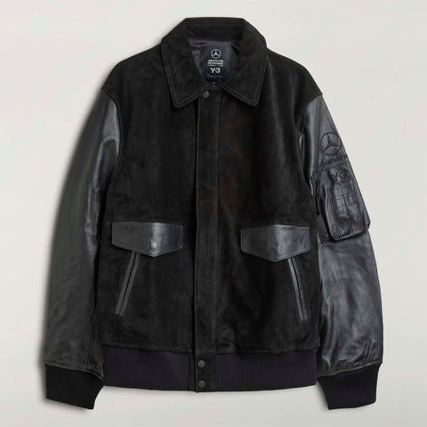 adidas Y-3 Mercedes Leather Racing Jacket Black