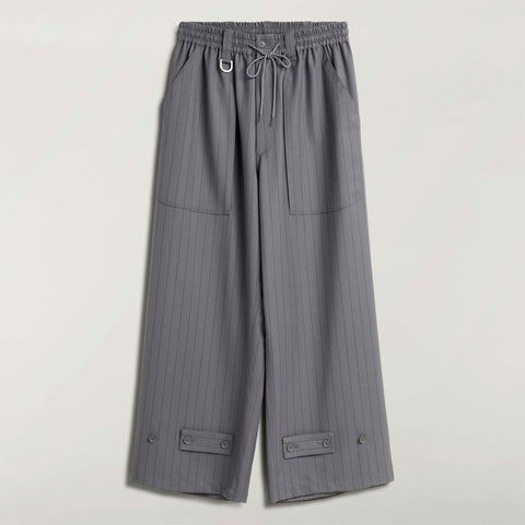adidas Y-3 Pinstripe Refined Wool Wide Leg Tracksuit Bottoms Granite / Black