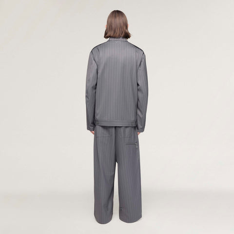 adidas Y-3 Pinstripe Refined Wool Wide Leg Tracksuit Bottoms Granite / Black