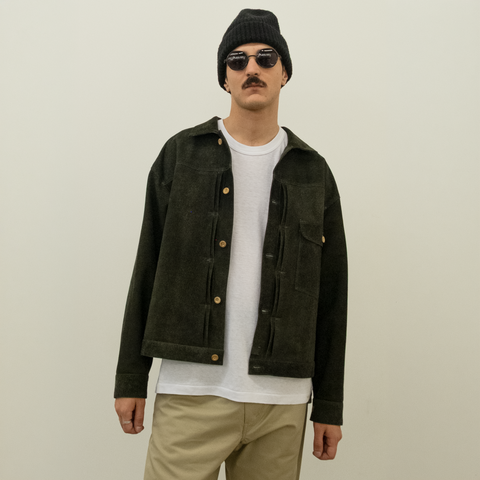 Yâr’in Type 1 Cashmere Suede Jacket Khaki