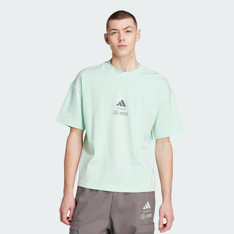 adidas Originals x Mercedes AMG Petronas F1 Team Premium Woven Tee Frozen Frozen Green / Grey Strata