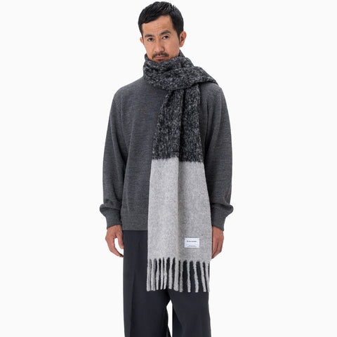 The Inoue Brothers Double Faced Woolly Scarf Block Black