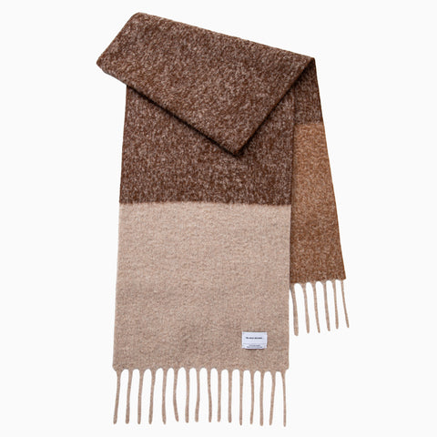 The Inoue Brothers Double Faced Woolly Scarf Block Dark Brown
