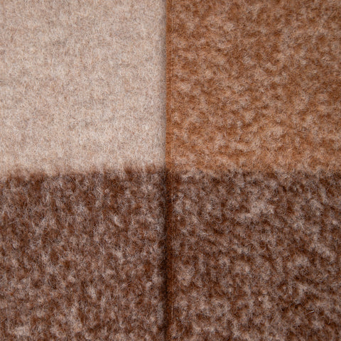 The Inoue Brothers Double Faced Woolly Scarf Block Dark Brown