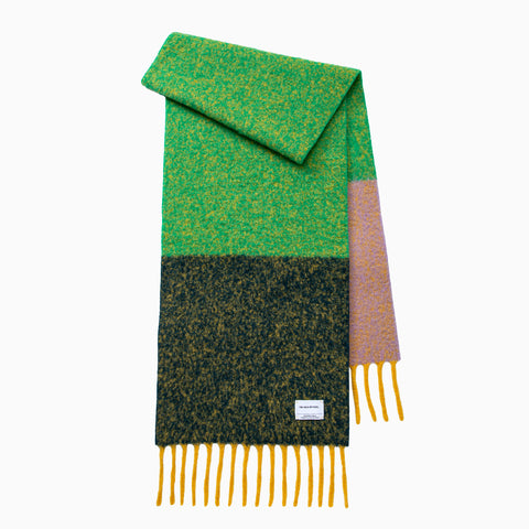 The Inoue Brothers Double Faced Woolly Scarf Block Emerald
