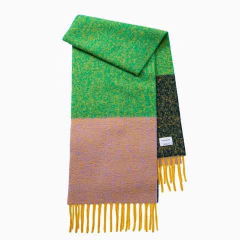 The Inoue Brothers Double Faced Woolly Scarf Block Emerald