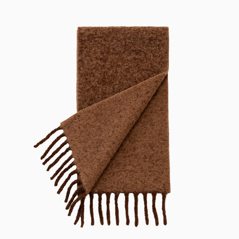 The Inoue Brothers Double Faced Woolly Scarf Brown / Camel