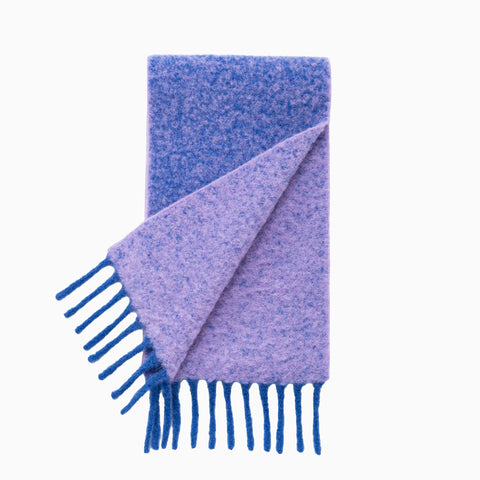 The Inoue Brothers Double Faced Woolly Scarf Blue / Violet