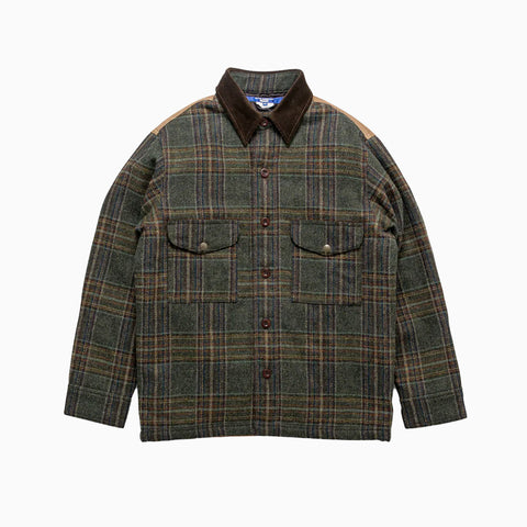 Junya Watanabe MAN x Filson Wool Check Tweed Leather Jacket Green / Black / Beige