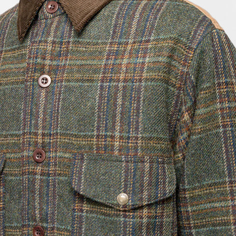 Junya Watanabe MAN x Filson Wool Check Tweed Leather Jacket Green / Black / Beige