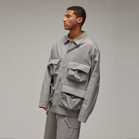 adidas Y-3 Long Sleeve Pocket Overshirt Charcoal Solid Grey