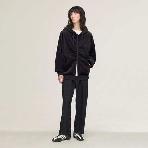 adidas Y-3 Velvet Corduroy Zipper Hoodie Black