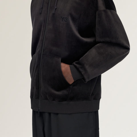 adidas Y-3 Velvet Corduroy Zipper Hoodie Black