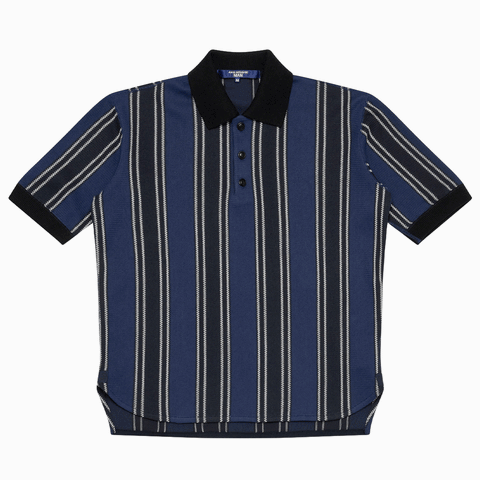 Junya Watanabe MAN Men's Knit Short Sleeve Polo Navy / Black