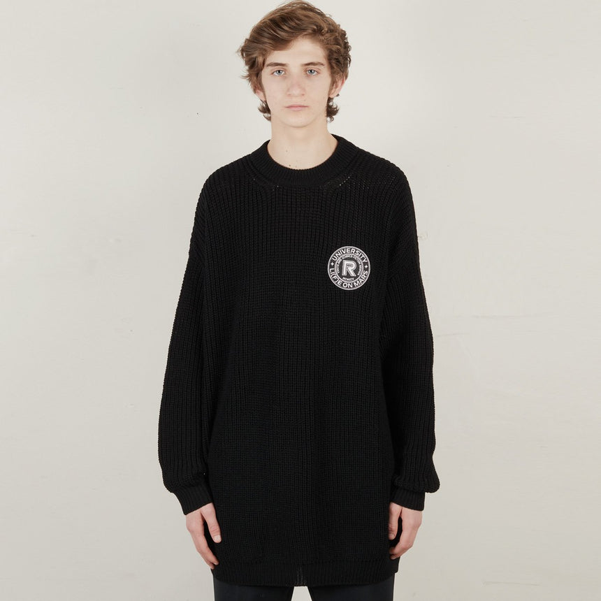 Raf Simons Fine Ribbed Roundneck Sweater With Scout Badge Black