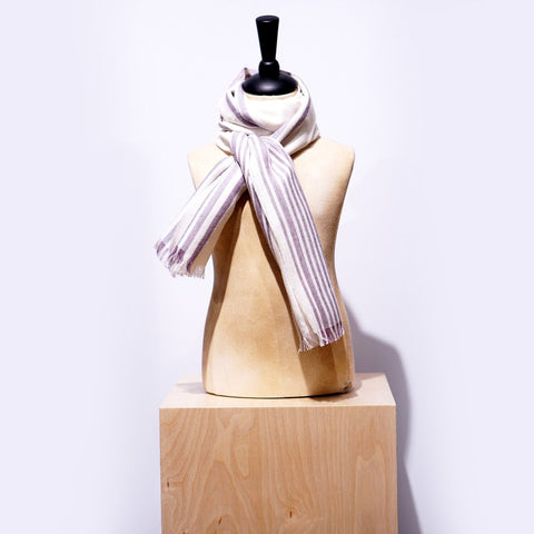 The Inoue Brothers Natural Dyed Scarf Ecru / Purple Corn