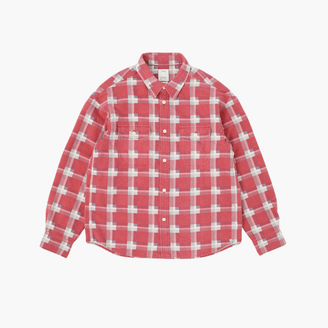 Visvim Pioneer Khadi Check L/S Shirt Red