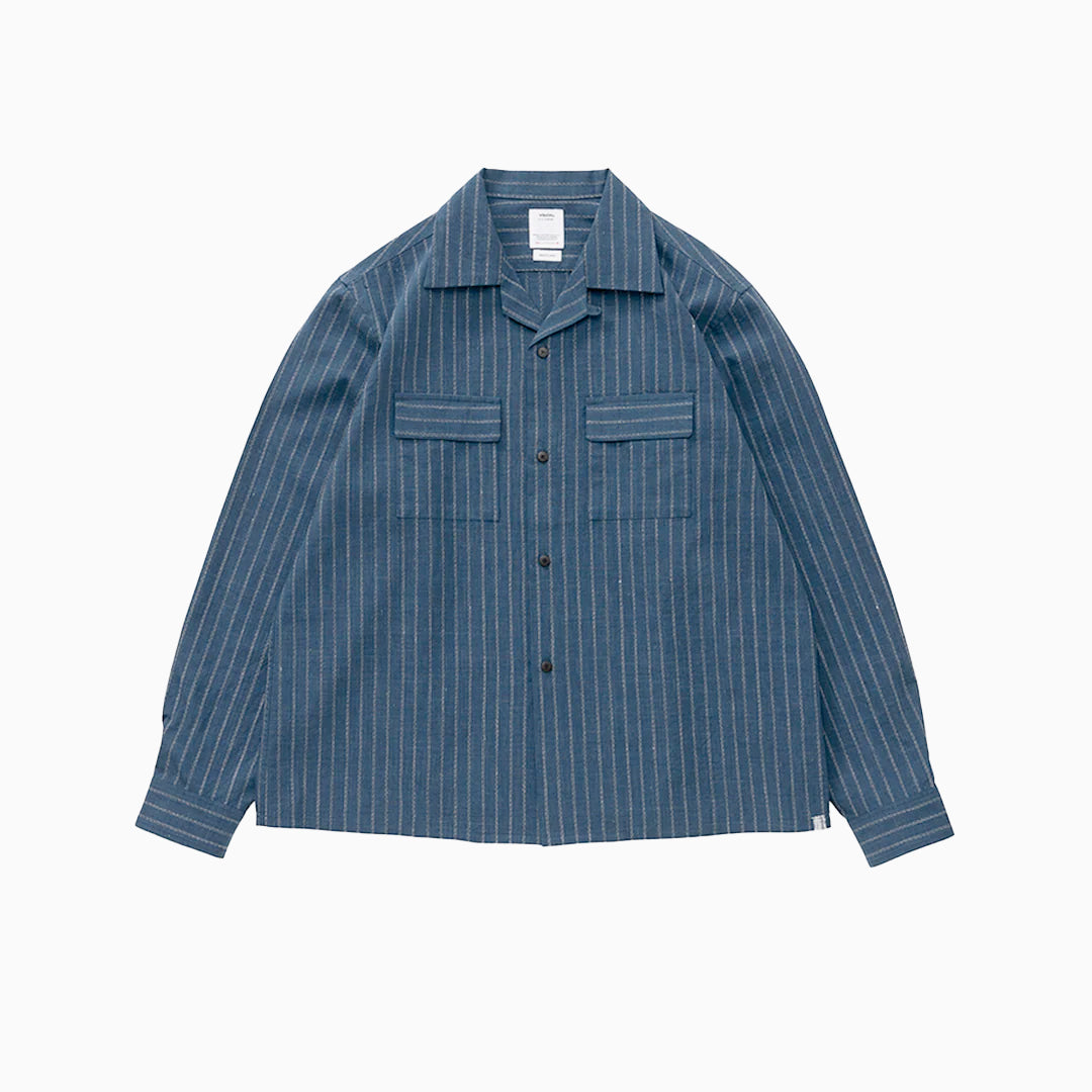 トップス visvim keesey shirts stripe 3 navy 25aw Visvim Keesey Shirt Stripes L/S Navy – 1290SQM
