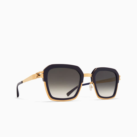 Mykita Misty A76 Glossy Gold / Milky Indigo - Raw Black Gradient
