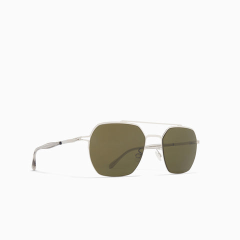 Mykita Arlo Shiny Silver - Raw Green Solid