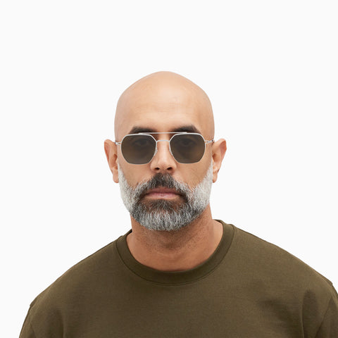 Mykita Arlo Shiny Silver - Raw Green Solid