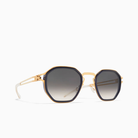 Mykita Gia A76-Glossy Gold / Milky Indigo - Raw Black Gradient