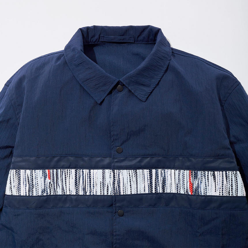 Kuon Salt Shurunk Nylon Coaches Jacket - Sakiori Navy