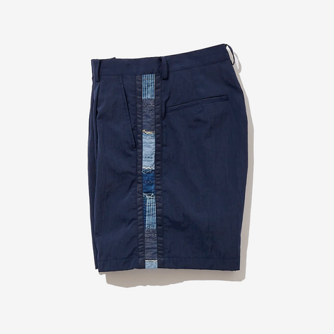 Kuon Salt Shrunk Nylon Shorts Boro Navy