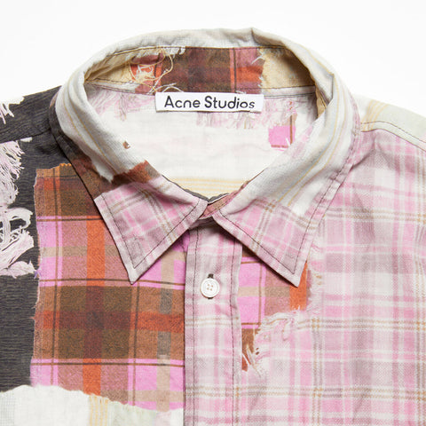 Acne Studios Print Button Up Shirt Pink Multicolor