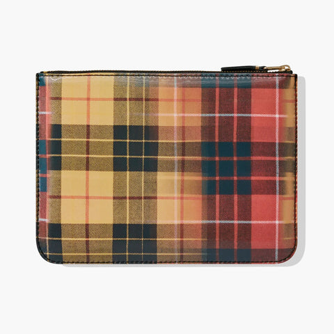 Comme Des Garçons Lenticular Tartan Zip Pouch Red / Yellow