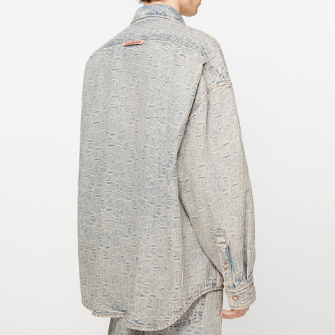 Acne Studios Monogram Denim Shirt Relaxed Fit Blue / Beige