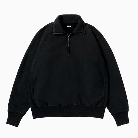 A.PRESSE Vintage Half Zip Sweatshirt Black