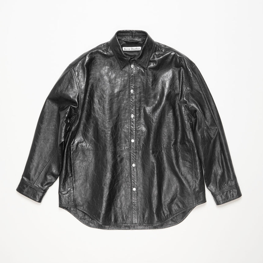 Acne Studios Leather Shirt Jacket Black