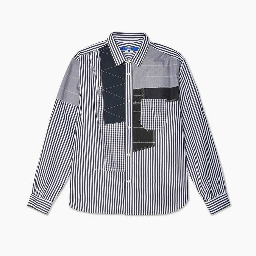 Junya Watanabe MAN Patchwork Striped Shirt Navy