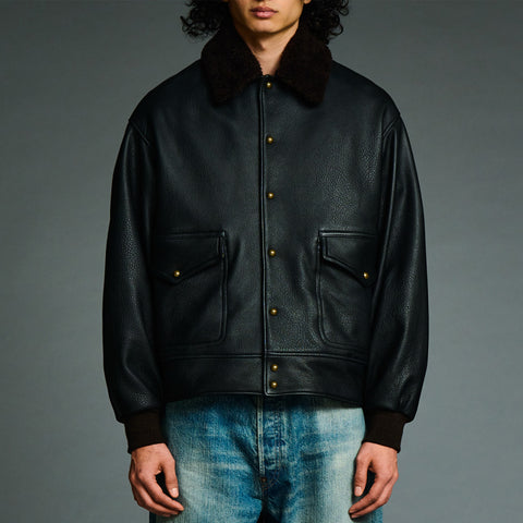 A.PRESSE Leather A-1 Flight Jacket Black