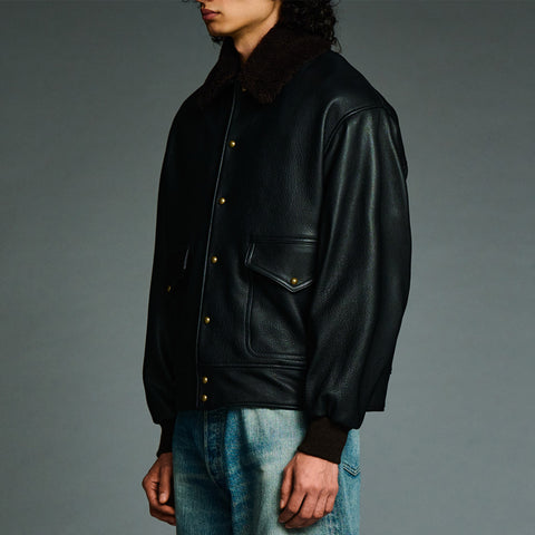A.PRESSE Leather A-1 Flight Jacket Black