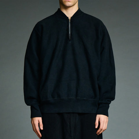 A.PRESSE Vintage Half Zip Rib Collar Sweatshirt Mocha