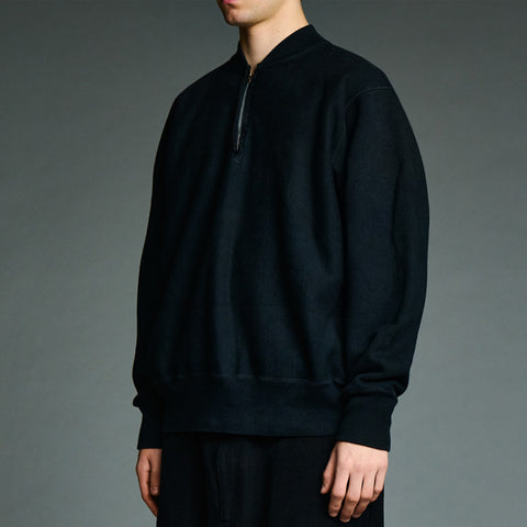 A.PRESSE Vintage Half Zip Rib Collar Sweatshirt Mocha