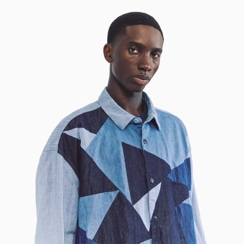 Casey/Casey Hamnet Flower Shirt Mix Fabric - Light Indigo