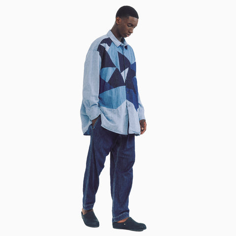Casey/Casey Hamnet Flower Shirt Mix Fabric - Light Indigo