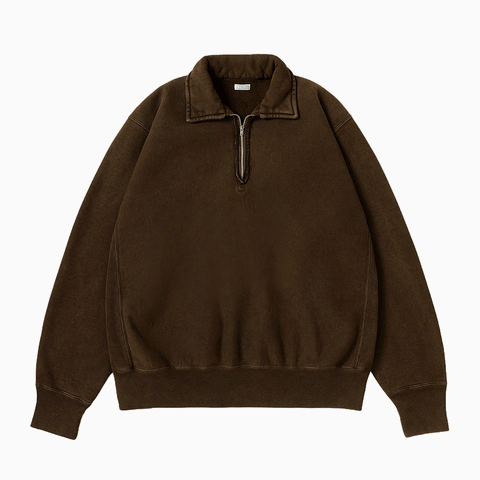 A.PRESSE Vintage Half Zip Sweatshirt Brown